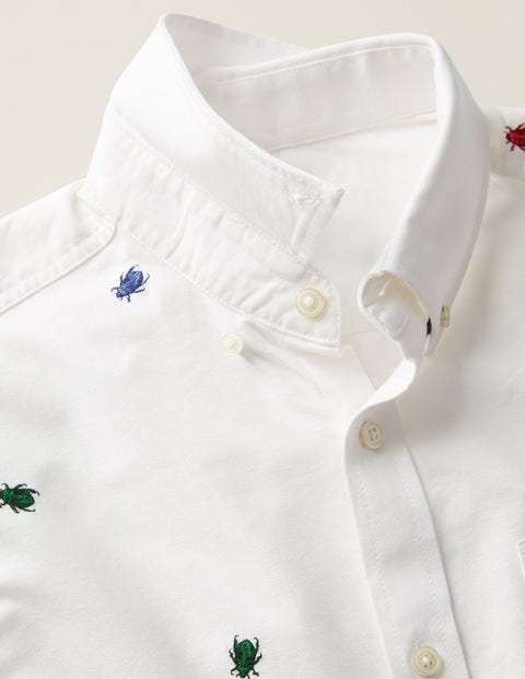 Slim Fit Oxford Pattern Shirt - Multi Beetle Embroidery Slim Fit Oxford Pattern Shirt - Multi Beetle Embroidery