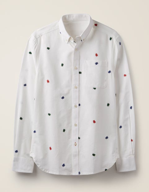 Slim Fit Oxford Pattern Shirt - Multi Beetle Embroidery Slim Fit Oxford Pattern Shirt - Multi Beetle Embroidery