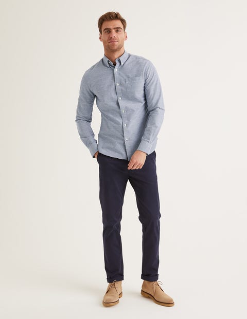 Slim Fit Oxford Pattern Shirt - Navy Blue Clip Dot Slim Fit Oxford Pattern Shirt - Navy Blue Clip Dot
