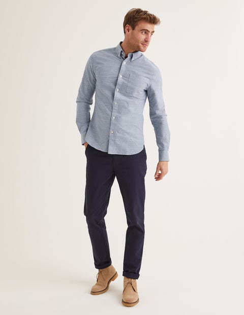 Slim Fit Oxford Pattern Shirt - Navy Blue Clip Dot Slim Fit Oxford Pattern Shirt - Navy Blue Clip Dot