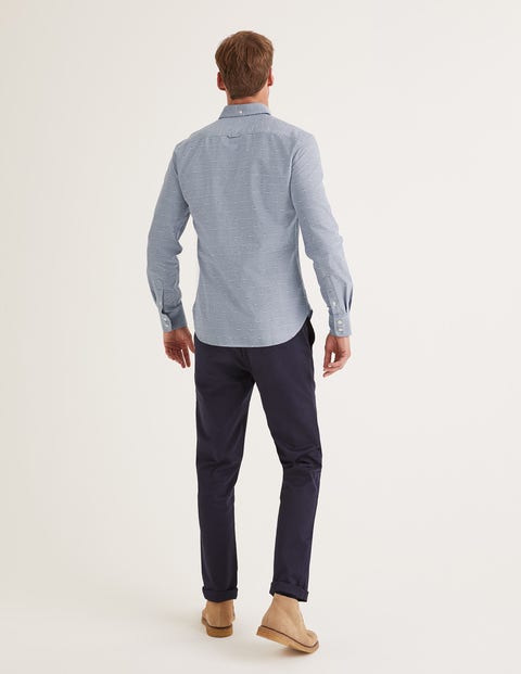 Slim Fit Oxford Pattern Shirt - Navy Blue Clip Dot Slim Fit Oxford Pattern Shirt - Navy Blue Clip Dot