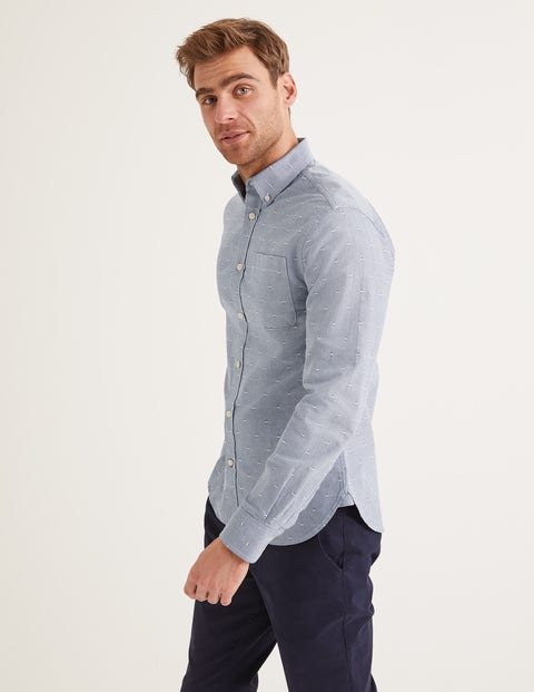 Slim Fit Oxford Pattern Shirt - Navy Blue Clip Dot Slim Fit Oxford Pattern Shirt - Navy Blue Clip Dot