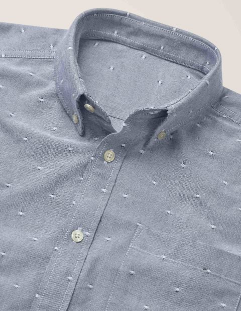 Slim Fit Oxford Pattern Shirt - Navy Blue Clip Dot Slim Fit Oxford Pattern Shirt - Navy Blue Clip Dot