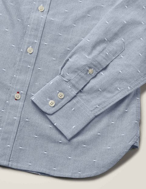 Slim Fit Oxford Pattern Shirt - Navy Blue Clip Dot Slim Fit Oxford Pattern Shirt - Navy Blue Clip Dot