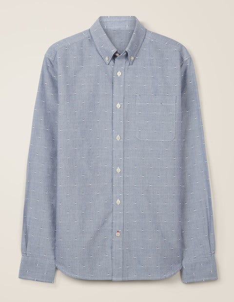 Slim Fit Oxford Pattern Shirt - Navy Blue Clip Dot Slim Fit Oxford Pattern Shirt - Navy Blue Clip Dot