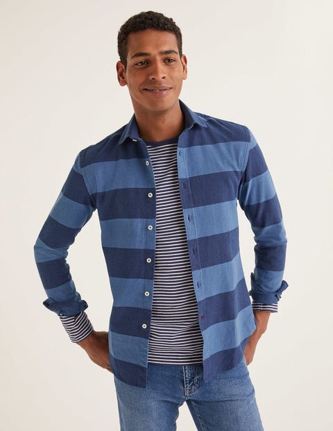 Slim Fit Indigo Stripe Shirt - Indigo Stripe Slim Fit Indigo Stripe Shirt - Indigo Stripe