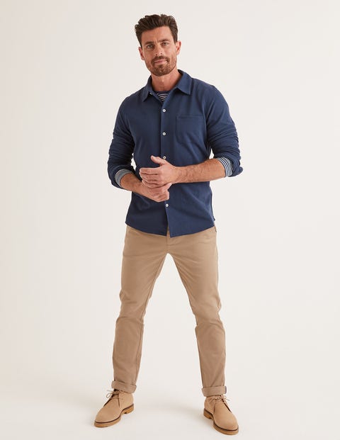 Piqué-Langarmshirt - Helles Navy Piqué-Langarmshirt - Helles Navy
