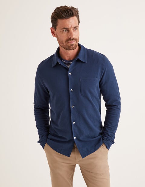 Piqué-Langarmshirt - Helles Navy Piqué-Langarmshirt - Helles Navy
