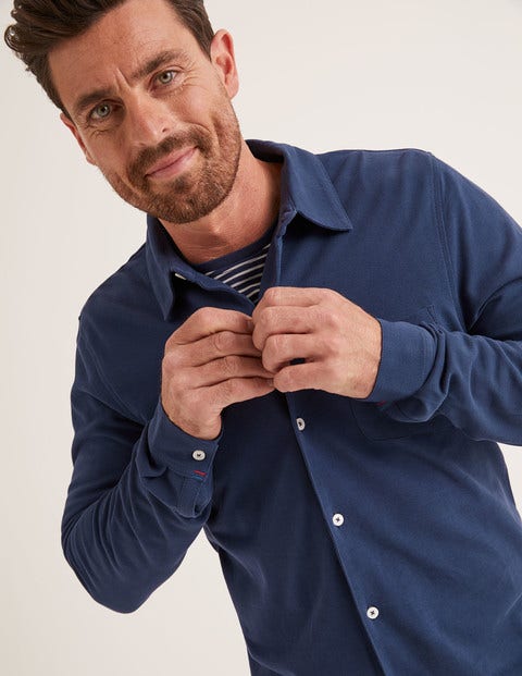 Piqué-Langarmshirt - Helles Navy Piqué-Langarmshirt - Helles Navy