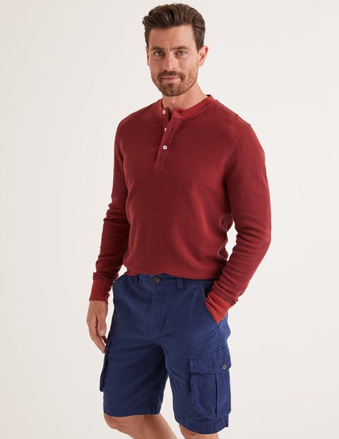 Long Sleeve Waffle Henley - Mulberry/Autumn Red Long Sleeve Waffle Henley - Mulberry/Autumn Red