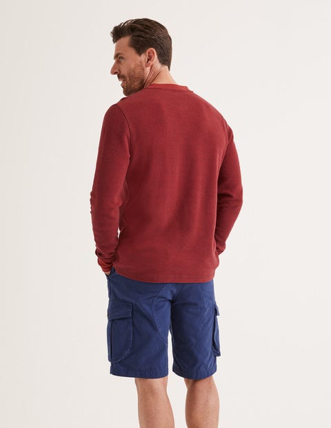 Long Sleeve Waffle Henley - Mulberry/Autumn Red Long Sleeve Waffle Henley - Mulberry/Autumn Red