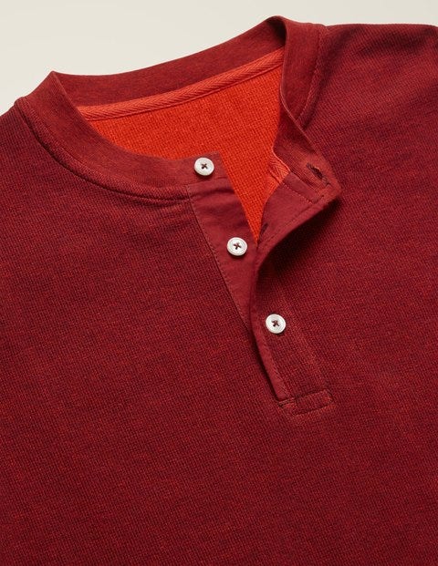Long Sleeve Waffle Henley - Mulberry/Autumn Red Long Sleeve Waffle Henley - Mulberry/Autumn Red