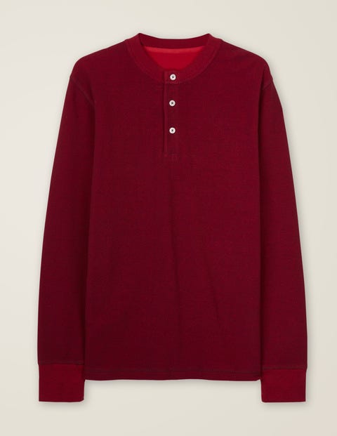 Long Sleeve Waffle Henley - Mulberry/Autumn Red Long Sleeve Waffle Henley - Mulberry/Autumn Red