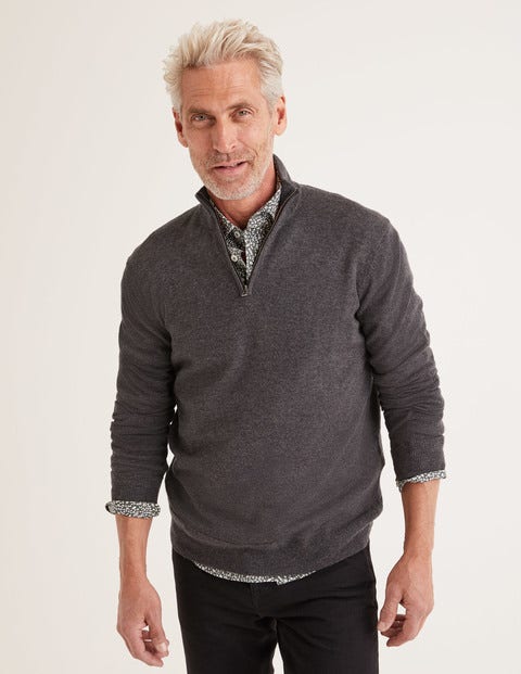 Pull Putney Partiellement Zippé - Chiné anthracite Pull Putney Partiellement Zippé - Chiné anthracite