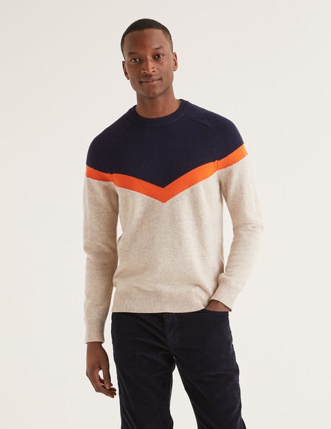 Pull Col Rond Lockton - Chevrons avoine Pull Col Rond Lockton - Chevrons avoine