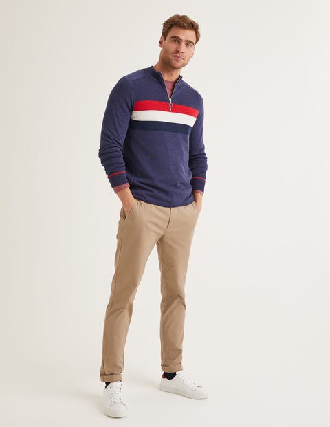 Amberley Merino Half-Zip - Blue Chest Stripe Amberley Merino Half-Zip - Blue Chest Stripe