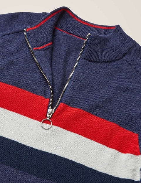 Amberley Merino Half-Zip - Blue Chest Stripe Amberley Merino Half-Zip - Blue Chest Stripe