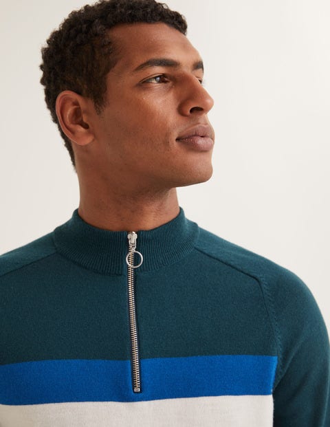 Amberley Merino Half-Zip - Topiary Chest Stripe Amberley Merino Half-Zip - Topiary Chest Stripe