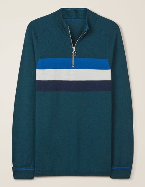 Amberley Merino Half-Zip - Topiary Chest Stripe Amberley Merino Half-Zip - Topiary Chest Stripe