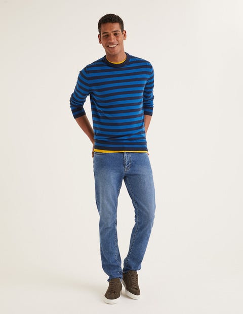 Pull Col Rond Amberley En Laine Mérinos - Rayé bleu marine Pull Col Rond Amberley En Laine Mérinos - Rayé bleu marine