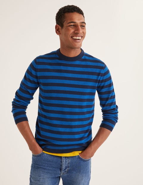 Pull Col Rond Amberley En Laine Mérinos - Rayé bleu marine Pull Col Rond Amberley En Laine Mérinos - Rayé bleu marine