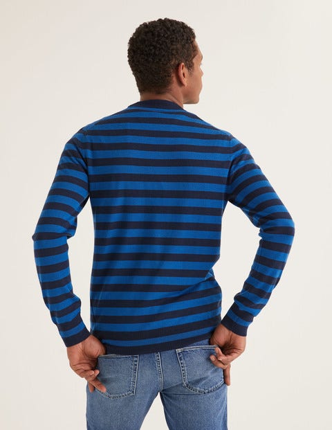 Pull Col Rond Amberley En Laine Mérinos - Rayé bleu marine Pull Col Rond Amberley En Laine Mérinos - Rayé bleu marine