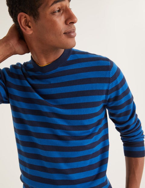 Pull Col Rond Amberley En Laine Mérinos - Rayé bleu marine Pull Col Rond Amberley En Laine Mérinos - Rayé bleu marine