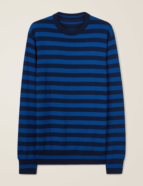 Pull Col Rond Amberley En Laine Mérinos - Rayé bleu marine Pull Col Rond Amberley En Laine Mérinos - Rayé bleu marine