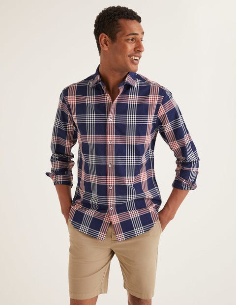 Slim Fit Indigo Check Shirt - Indigo Rouge Check Slim Fit Indigo Check Shirt - Indigo Rouge Check