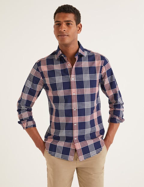 Slim Fit Indigo Check Shirt - Indigo Rouge Check Slim Fit Indigo Check Shirt - Indigo Rouge Check