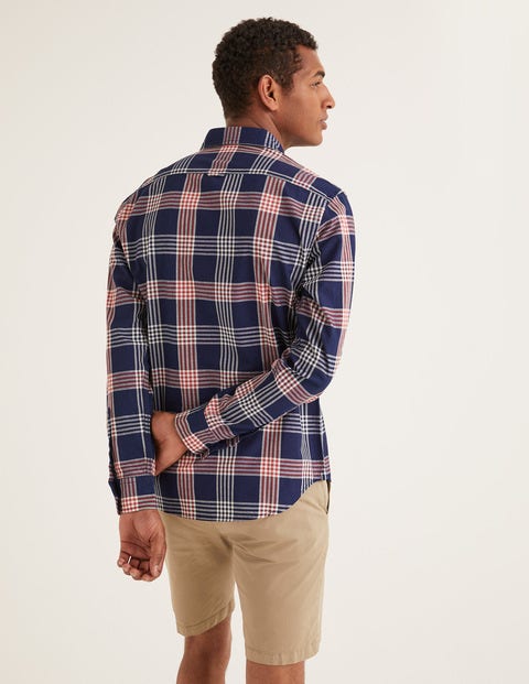 Slim Fit Indigo Check Shirt - Indigo Rouge Check Slim Fit Indigo Check Shirt - Indigo Rouge Check