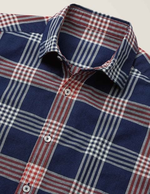 Slim Fit Indigo Check Shirt - Indigo Rouge Check Slim Fit Indigo Check Shirt - Indigo Rouge Check