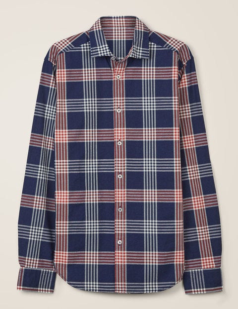 Slim Fit Indigo Check Shirt - Indigo Rouge Check Slim Fit Indigo Check Shirt - Indigo Rouge Check