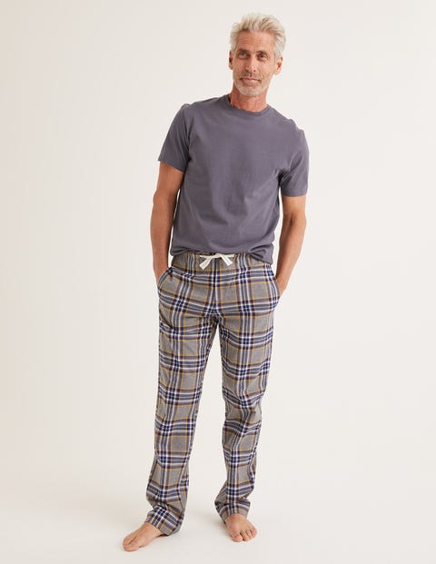 Bas De Pyjama En Coton Brossé - Carreaux gris chiné multi Bas De Pyjama En Coton Brossé - Carreaux gris chiné multi