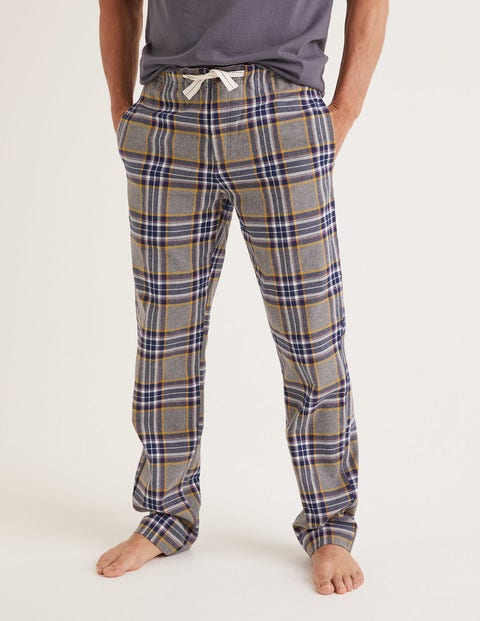 Bas De Pyjama En Coton Brossé - Carreaux gris chiné multi Bas De Pyjama En Coton Brossé - Carreaux gris chiné multi