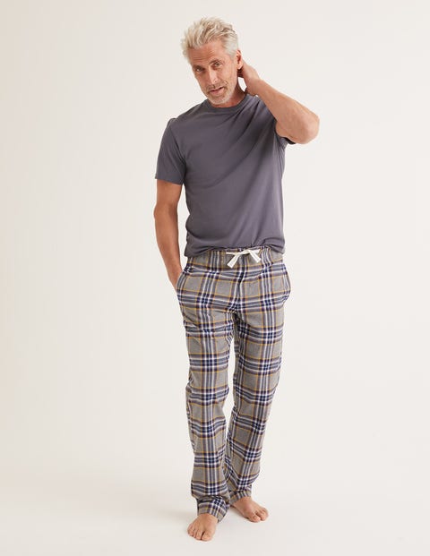 Bas De Pyjama En Coton Brossé - Carreaux gris chiné multi Bas De Pyjama En Coton Brossé - Carreaux gris chiné multi