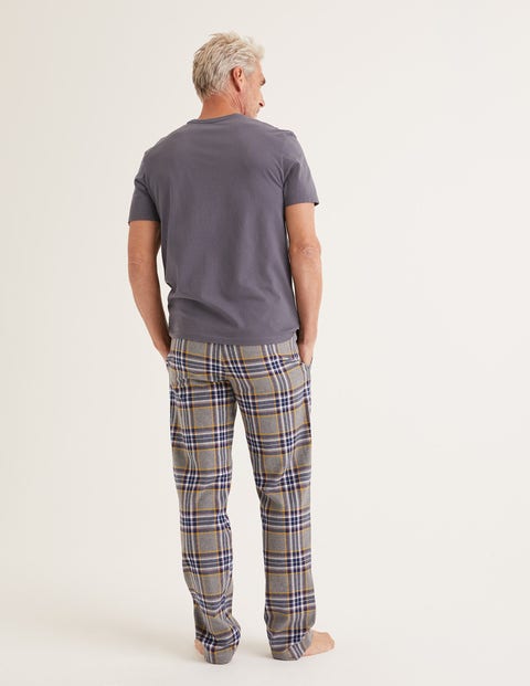 Bas De Pyjama En Coton Brossé - Carreaux gris chiné multi Bas De Pyjama En Coton Brossé - Carreaux gris chiné multi