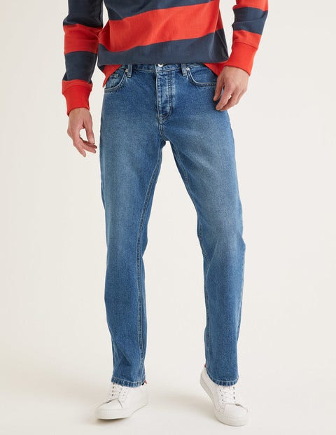 Straight Leg Jeans - Blue Wash Denim Straight Leg Jeans - Blue Wash Denim