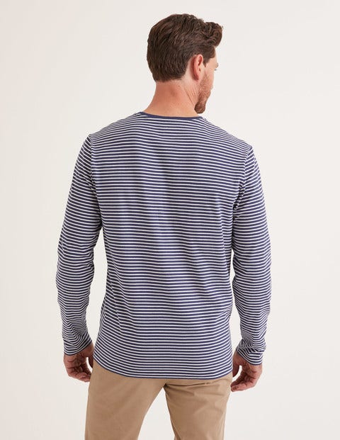 Langärmliges Vorgewaschenes Shirt - Navy/Naturweiß, Gestreift Langärmliges Vorgewaschenes Shirt - Navy/Naturweiß, Gestreift