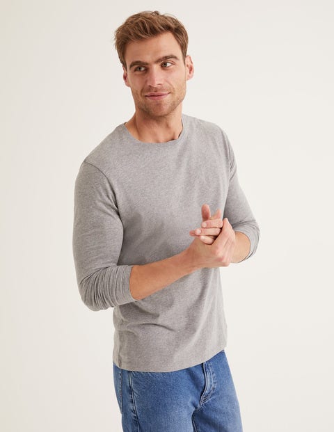 Langärmliges Vorgewaschenes Shirt - Grau Meliert Langärmliges Vorgewaschenes Shirt - Grau Meliert