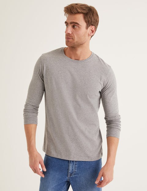 Langärmliges Vorgewaschenes Shirt - Grau Meliert Langärmliges Vorgewaschenes Shirt - Grau Meliert