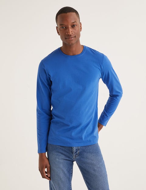 Langärmliges Vorgewaschenes Shirt - Königsblau Langärmliges Vorgewaschenes Shirt - Königsblau