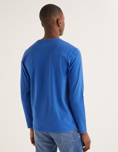 Langärmliges Vorgewaschenes Shirt - Königsblau Langärmliges Vorgewaschenes Shirt - Königsblau