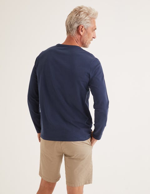 T-Shirt Délavé À Manches Longues - Bleu marine classique T-Shirt Délavé À Manches Longues - Bleu marine classique