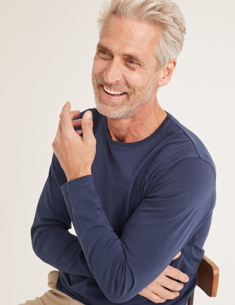 T-Shirt Délavé À Manches Longues - Bleu marine classique T-Shirt Délavé À Manches Longues - Bleu marine classique