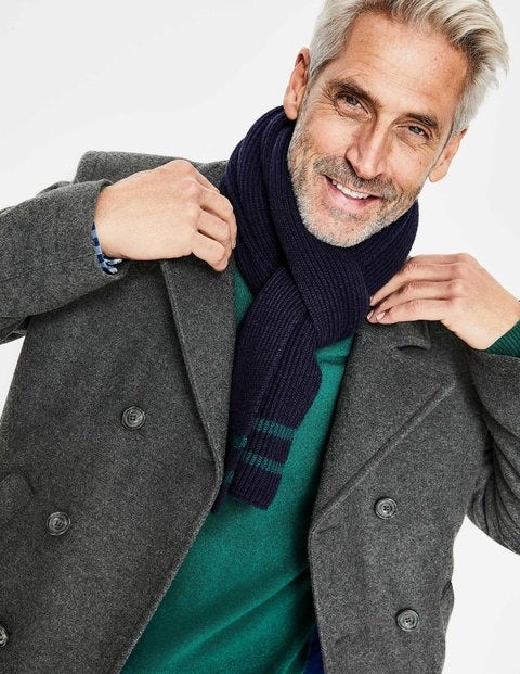 Cashmere Knitted Scarf - Navy Cashmere Knitted Scarf - Navy