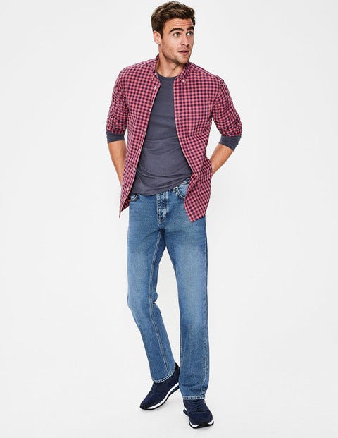 Straight Leg Jeans - Blue Wash Denim Straight Leg Jeans - Blue Wash Denim