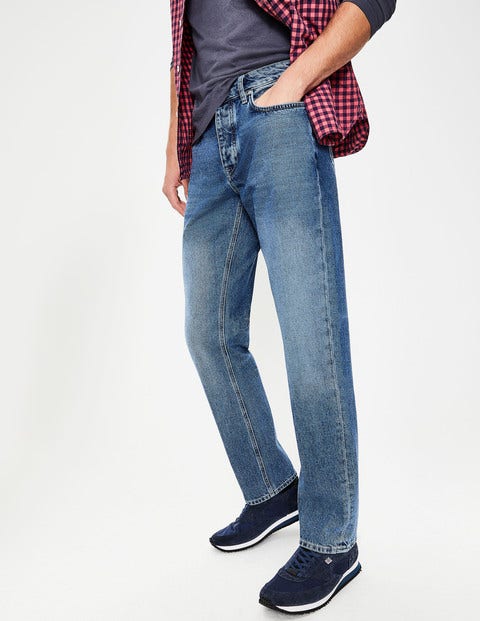 Straight Leg Jeans - Blue Wash Denim Straight Leg Jeans - Blue Wash Denim
