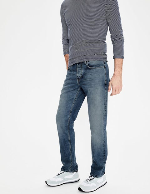 Jeans Mit Geradem Bein - Denim, Starke Waschung Jeans Mit Geradem Bein - Denim, Starke Waschung