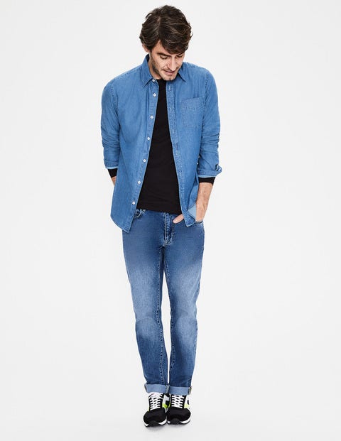 Slim Fit Denim Shirt - Washed Denim Slim Fit Denim Shirt - Washed Denim